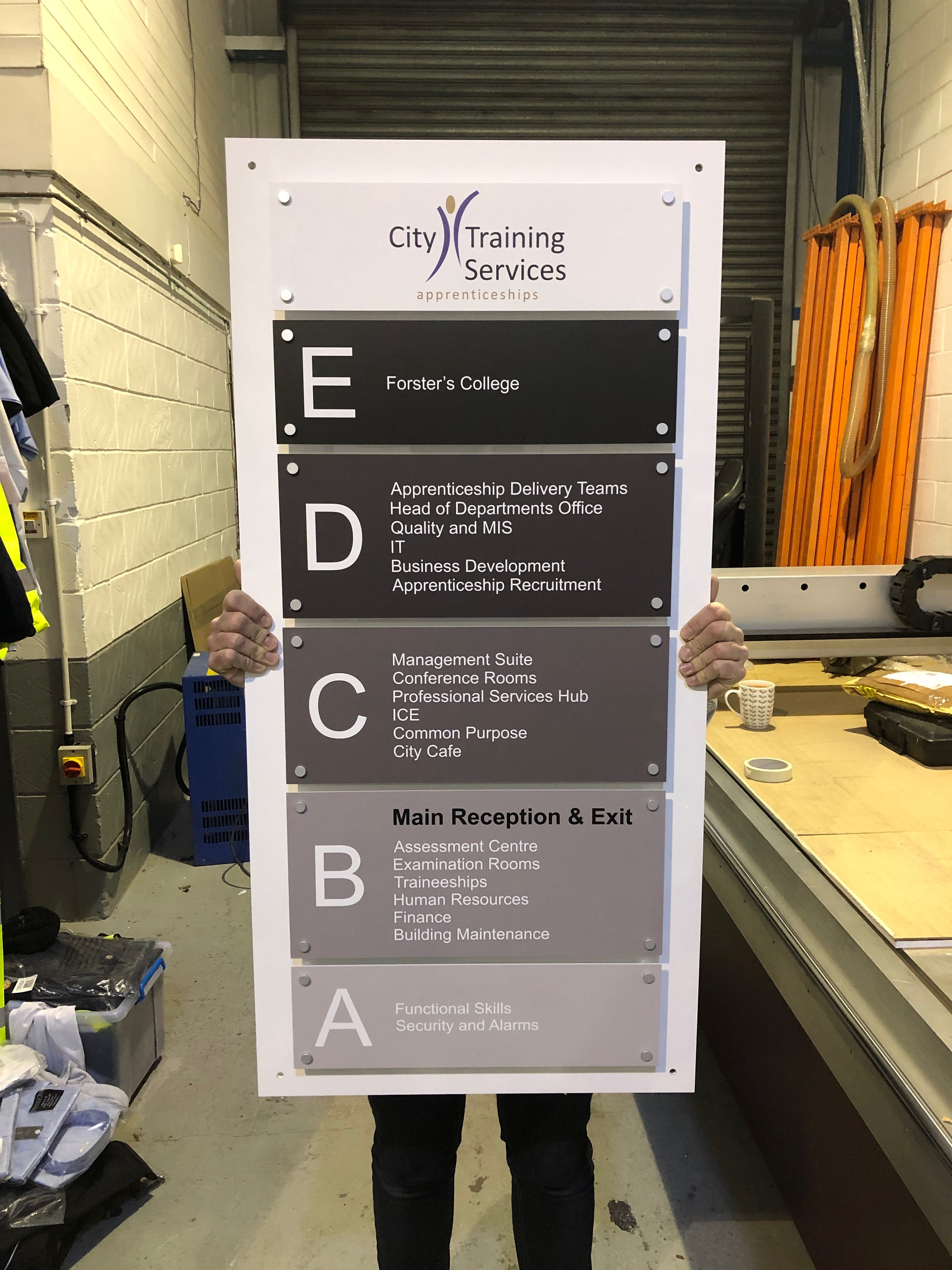 Directory Signage for City Training Services (Bradford College) Viro