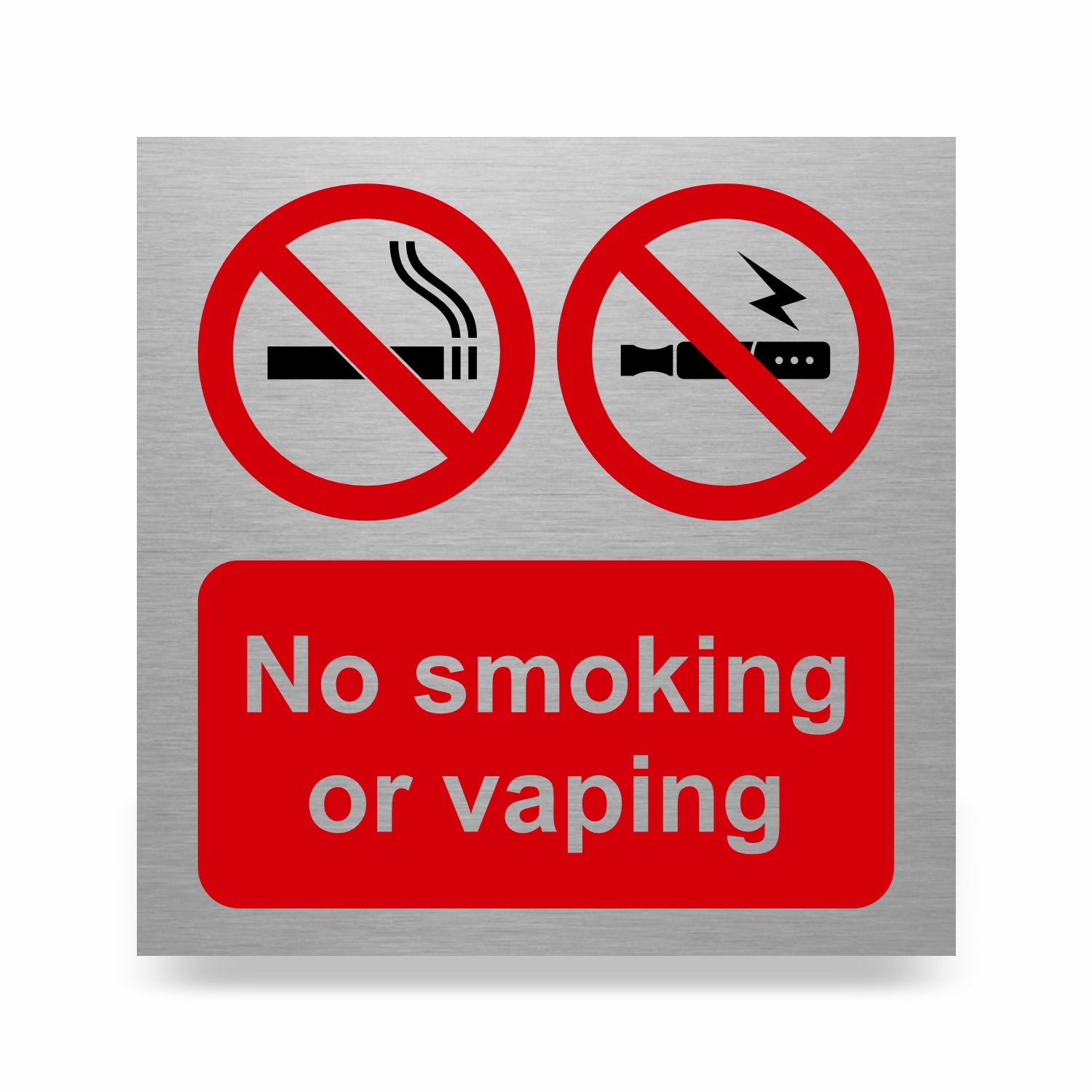 No Smoking No Vaping Slimline Aluminium Sign - 150 x 150mm | Viro Display UK