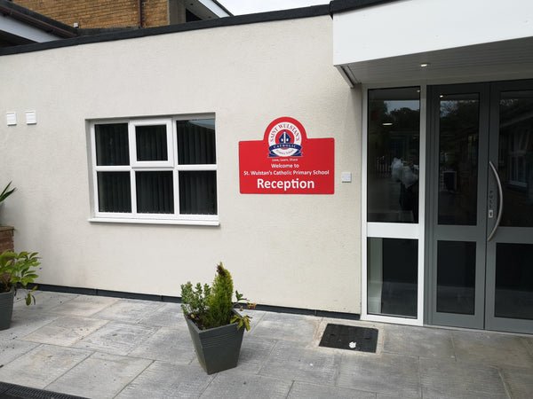 Entrance Reception sign for St Wulstan's Catholic Primary School