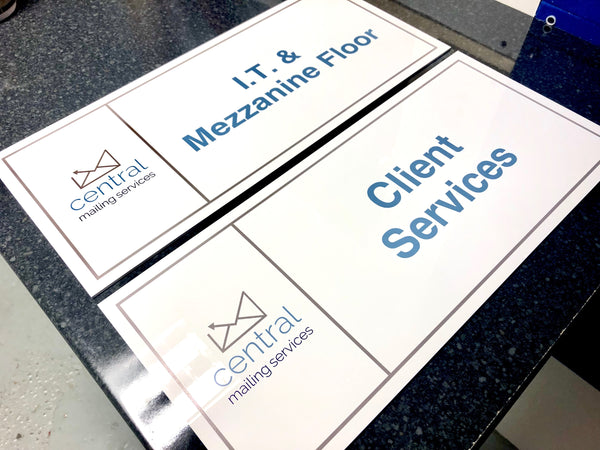 Acrylic Door Signs printed for the Central Mailing Service