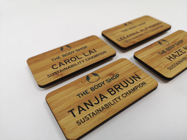 Bamboo Name Badges for The Body Shop