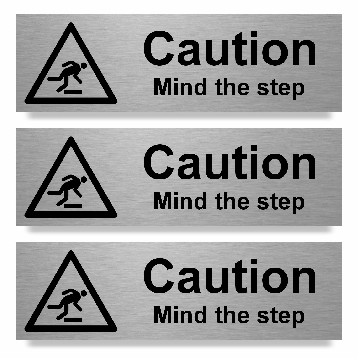 Slimline Aluminium Caution Mind the Step Sign - 200 x 60mm | Viro Display