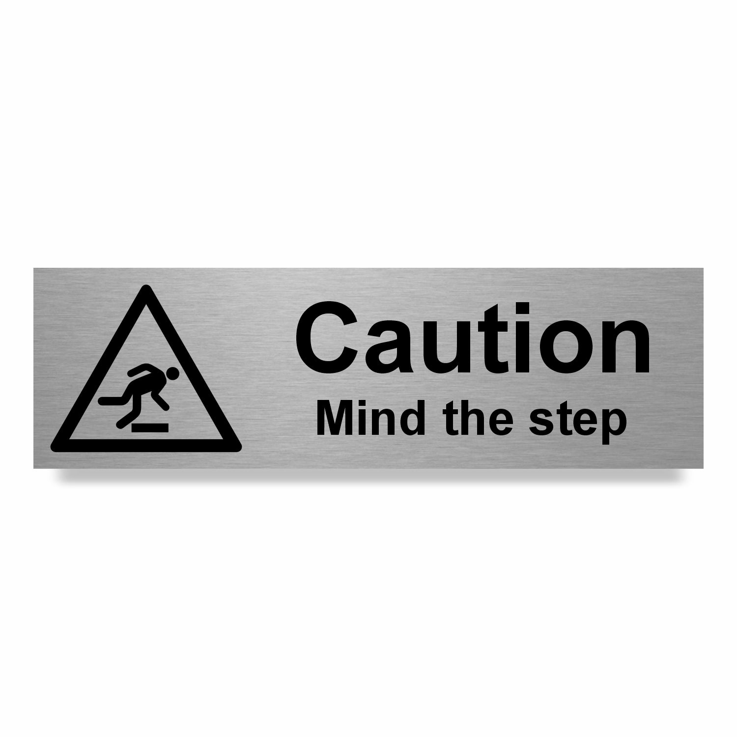 Slimline Aluminium Caution Mind the Step Sign - 200 x 60mm | Viro Display