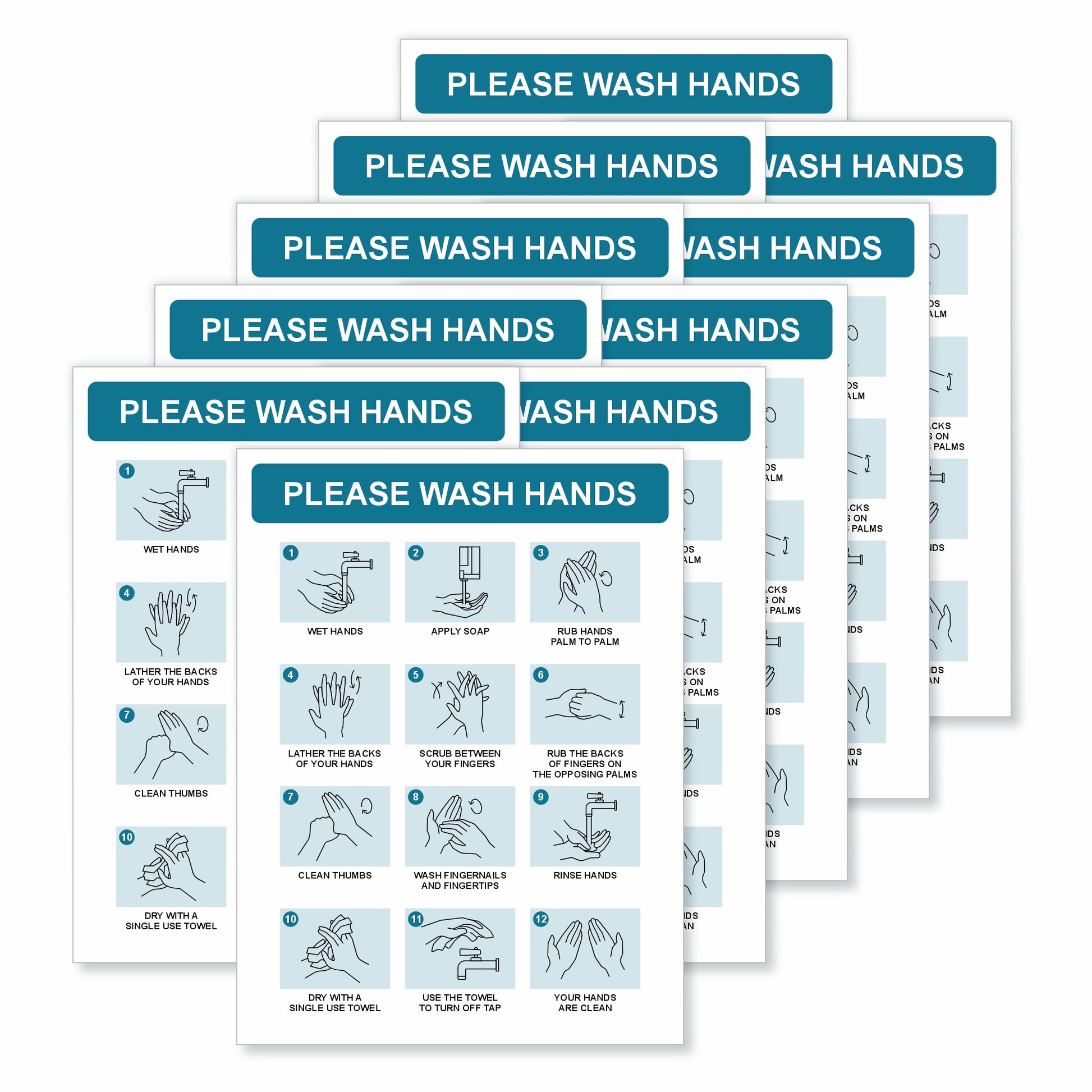 Please Wash Hands Self-Adhesive Vinyl Signs | Viro Display UK