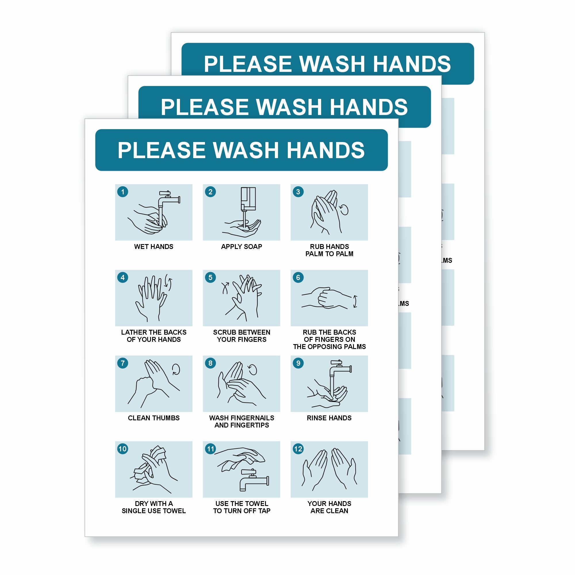 Please Wash Hands Self-Adhesive Vinyl Signs | Viro Display UK