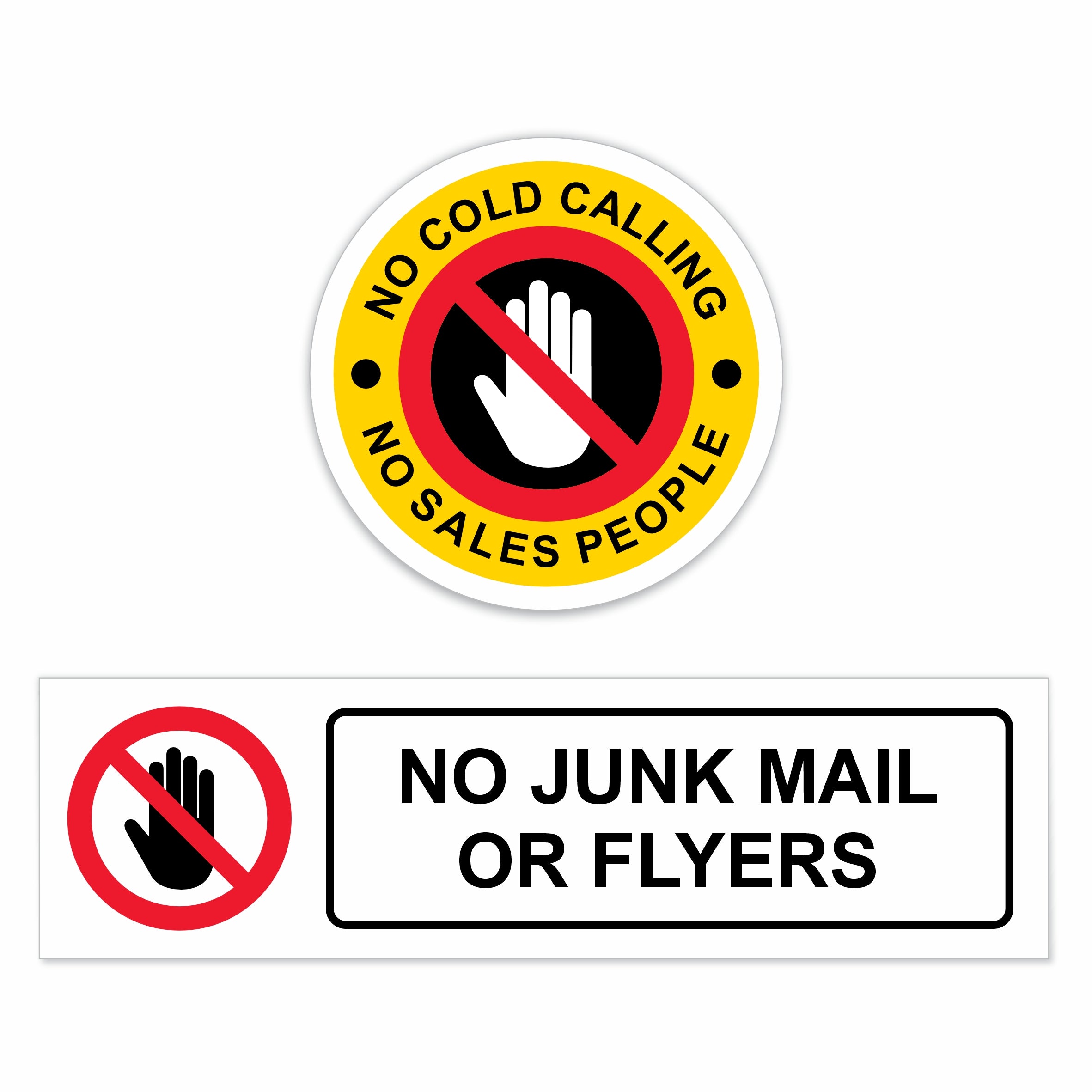 No Junk Mail or Flyers and No Cold Calling Self-Adhesive Vinyl Signs ...