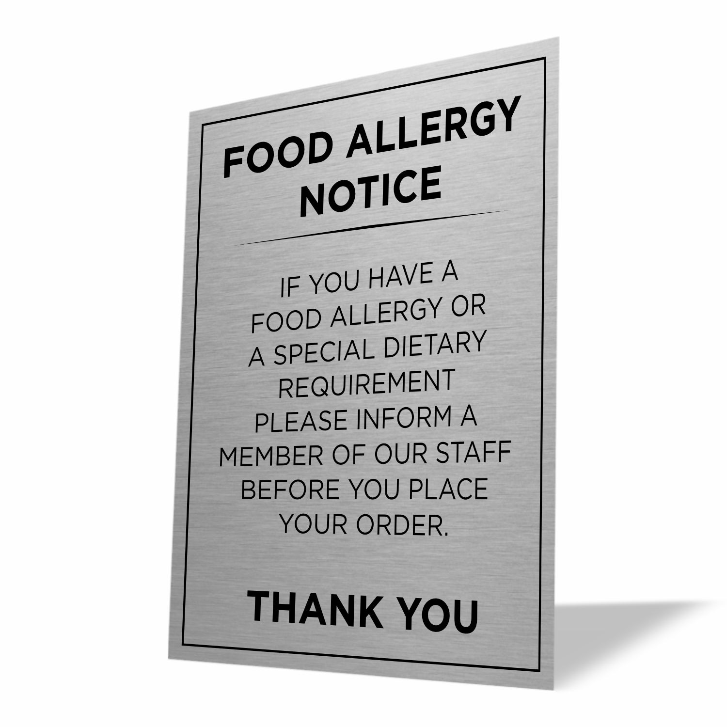 Viro Display Food Allergy Notice Slimline Aluminium Sign | Viro Display