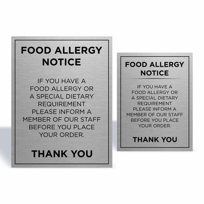 Viro Display Food Allergy Notice Slimline Aluminium Sign | Viro Display