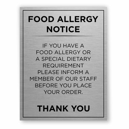 Viro Display Food Allergy Notice Slimline Aluminium Sign | Viro Display
