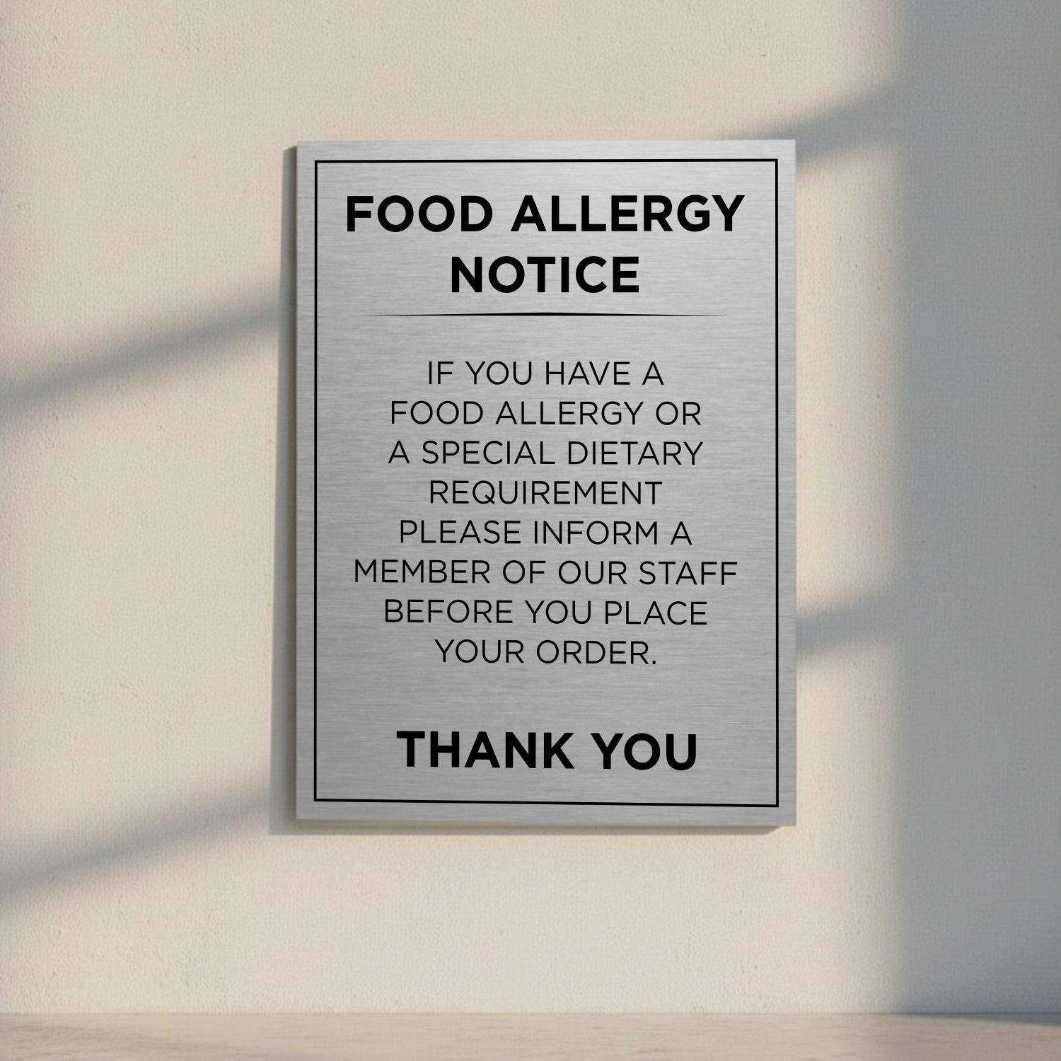 Viro Display Food Allergy Notice Slimline Aluminium Sign | Viro Display