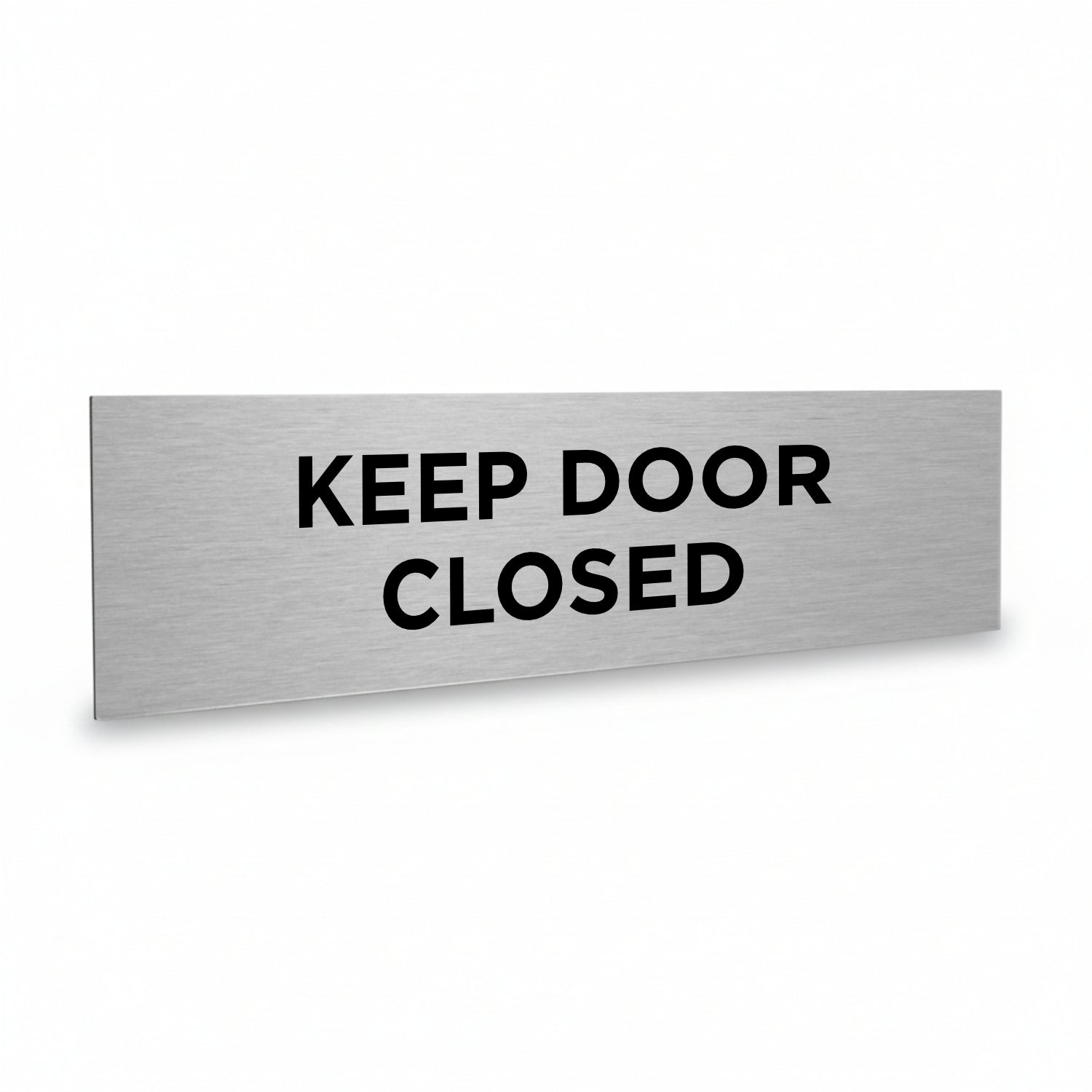 Slimline Aluminium Keep Door Closed Sign - 200 x 50mm | Viro Display