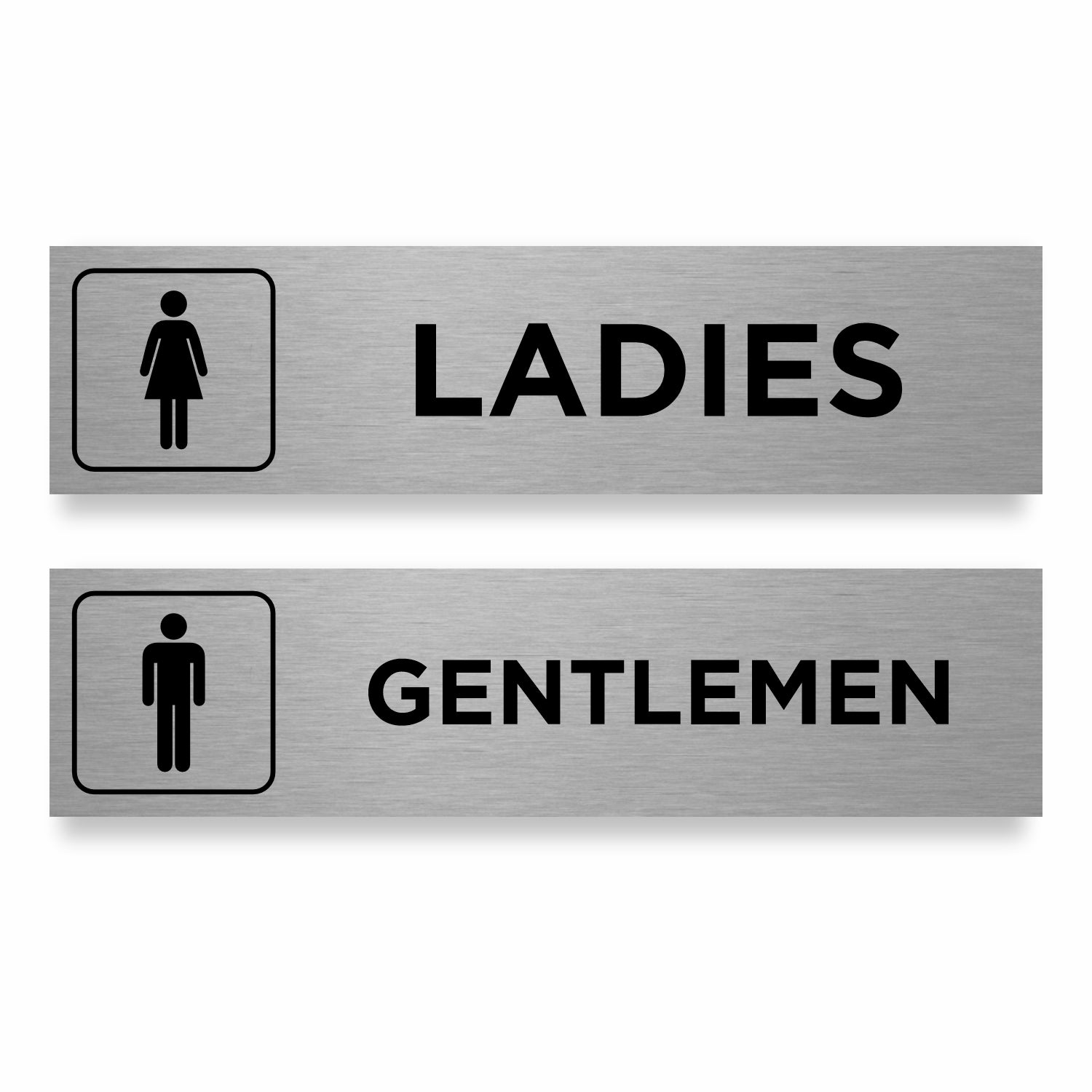 Slimline Aluminium Ladies Gentlemen Toilet Sign Twin Pack - 200 x 50mm | Viro Display