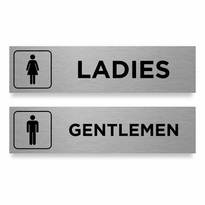 Slimline Aluminium Ladies Gentlemen Toilet Sign Twin Pack - 200 x 50mm | Viro Display