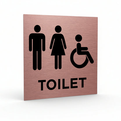 Slimline Aluminium Male & Female Accessible Toilet Sign - 150 x 150mm | Viro Display