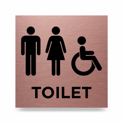 Slimline Aluminium Male & Female Accessible Toilet Sign - 150 x 150mm | Viro Display