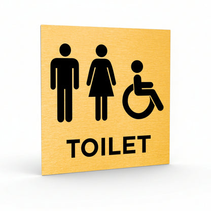Slimline Aluminium Male & Female Accessible Toilet Sign - 150 x 150mm | Viro Display