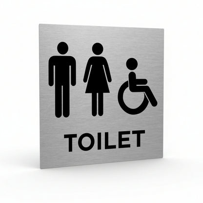 Slimline Aluminium Male & Female Accessible Toilet Sign - 150 x 150mm | Viro Display