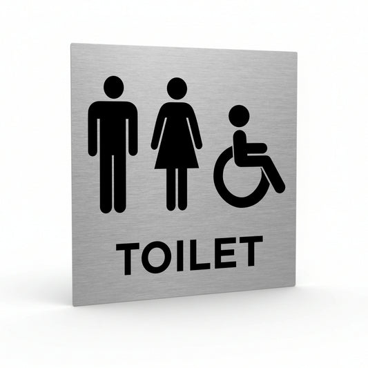 Slimline Aluminium Male & Female Accessible Toilet Sign - 150 x 150mm | Viro Display