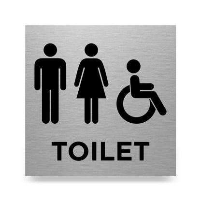 Slimline Aluminium Male & Female Accessible Toilet Sign - 150 x 150mm | Viro Display