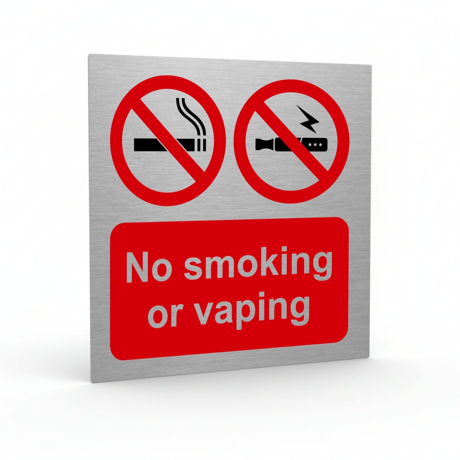 No Smoking No Vaping Slimline Aluminium Sign - 150 x 150mm | Viro Display
