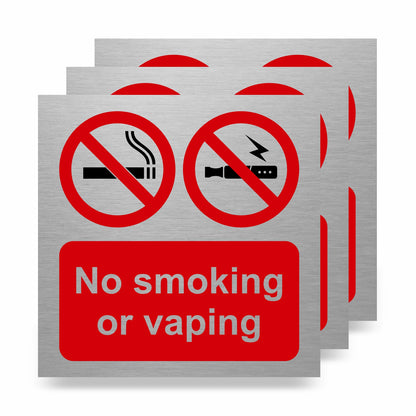 No Smoking No Vaping Slimline Aluminium Sign - 150 x 150mm | Viro Display