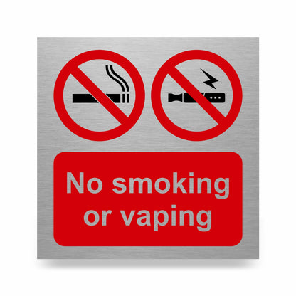 No Smoking No Vaping Slimline Aluminium Sign - 150 x 150mm | Viro Display