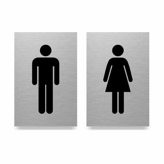 Slimline Aluminium Male & Female Toilet Sign Twin Pack - 100 x 150mm | Viro Display