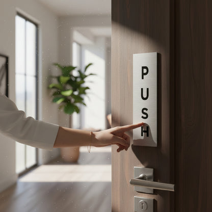 Slimline Aluminium Push & Pull Signs No Border - 50 x 150mm | Viro Display