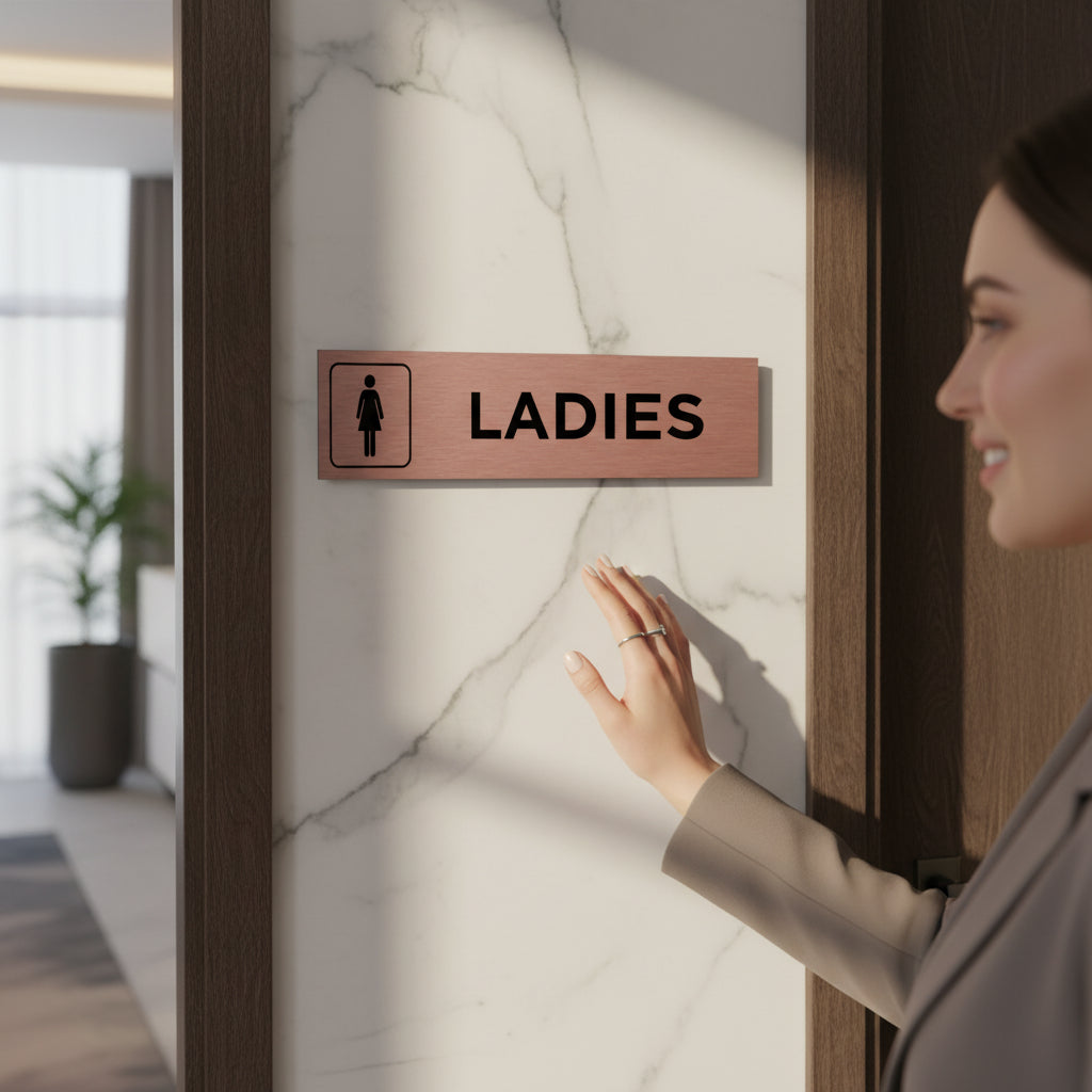Slimline Aluminium Ladies Gentlemen Toilet Sign Twin Pack - 200 x 50mm | Viro Display