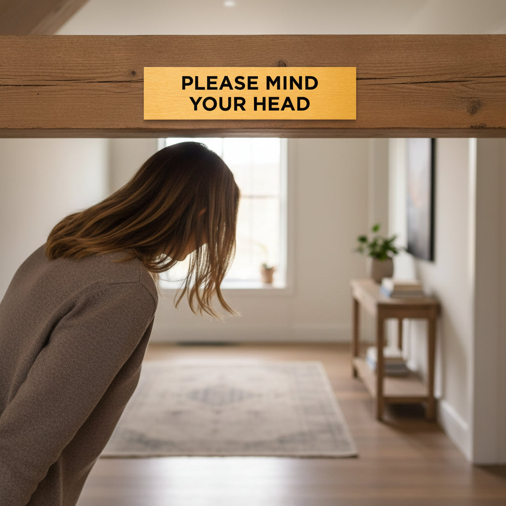Slimline Aluminium Please Mind your Head Sign - 200 x 50mm | Viro Display