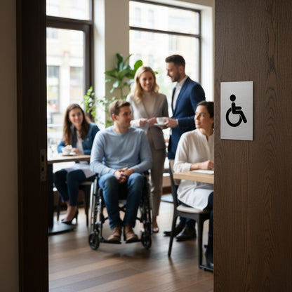 Slimline Aluminium Accessible Toilet Sign - 100 x 150mm | Viro Display