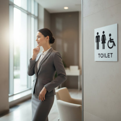 Slimline Aluminium Male & Female Accessible Toilet Sign - 150 x 150mm | Viro Display