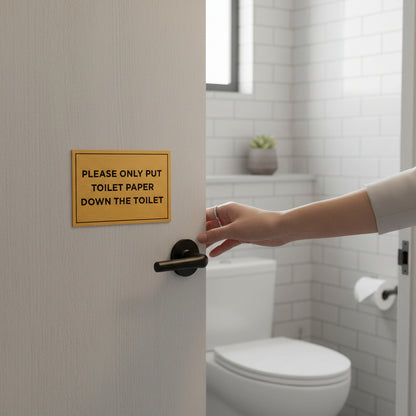 Slimline Aluminium Only Put Toilet Paper Down The Toilet Sign - 150 x 100mm | Viro Display