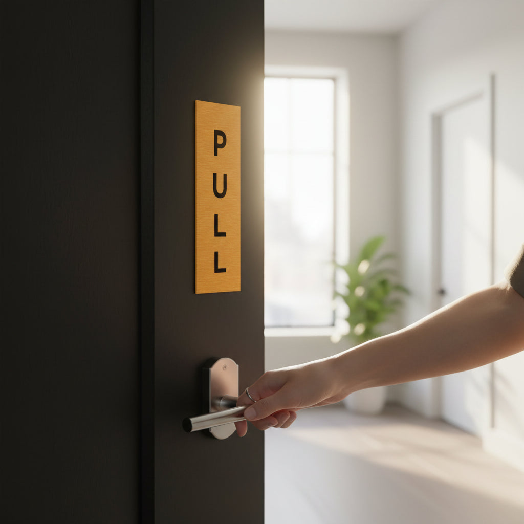 Slimline Aluminium Push & Pull Signs No Border - 50 x 150mm | Viro Display