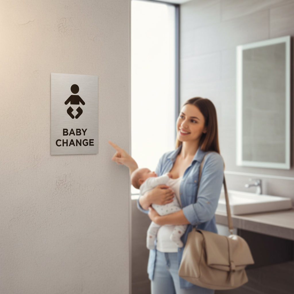 Slimline Aluminium Toilet Sign 4 Pack - Male, Female, Accessible & Baby Change - 100 x 150mm | Viro Display
