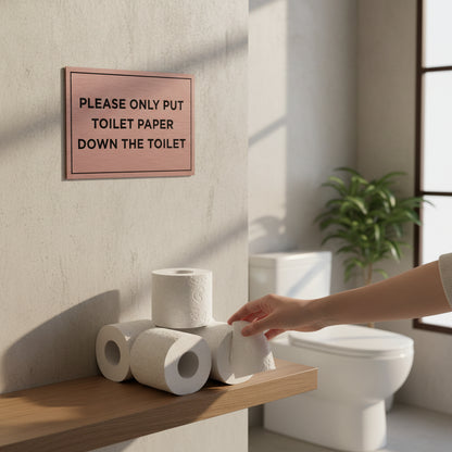 Slimline Aluminium Only Put Toilet Paper Down The Toilet Sign - 150 x 100mm | Viro Display