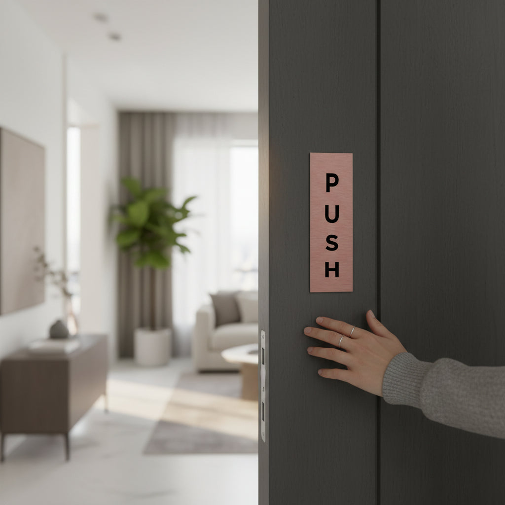 Slimline Aluminium Push & Pull Signs No Border - 50 x 150mm | Viro Display