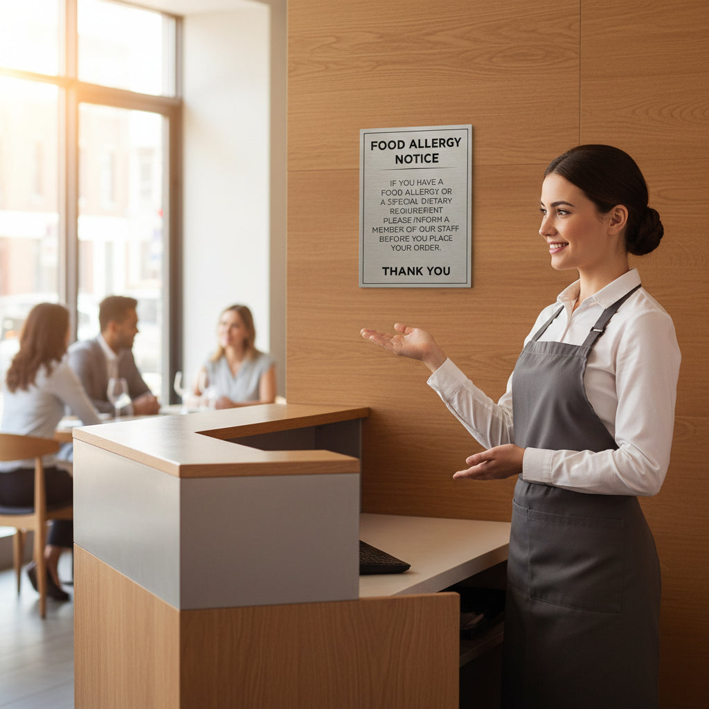 Viro Display Food Allergy Notice Slimline Aluminium Sign | Viro Display