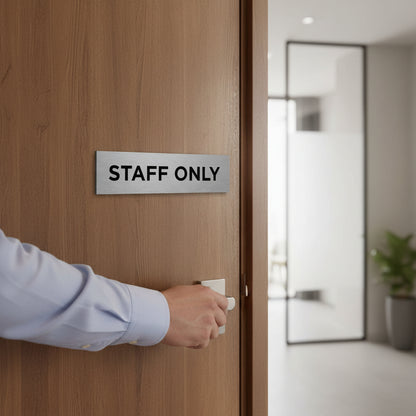 Slimline Aluminium Staff Only Sign - 200 x 50mm | Viro Display