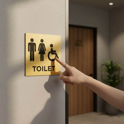 Slimline Aluminium Male & Female Accessible Toilet Sign - 150 x 150mm | Viro Display