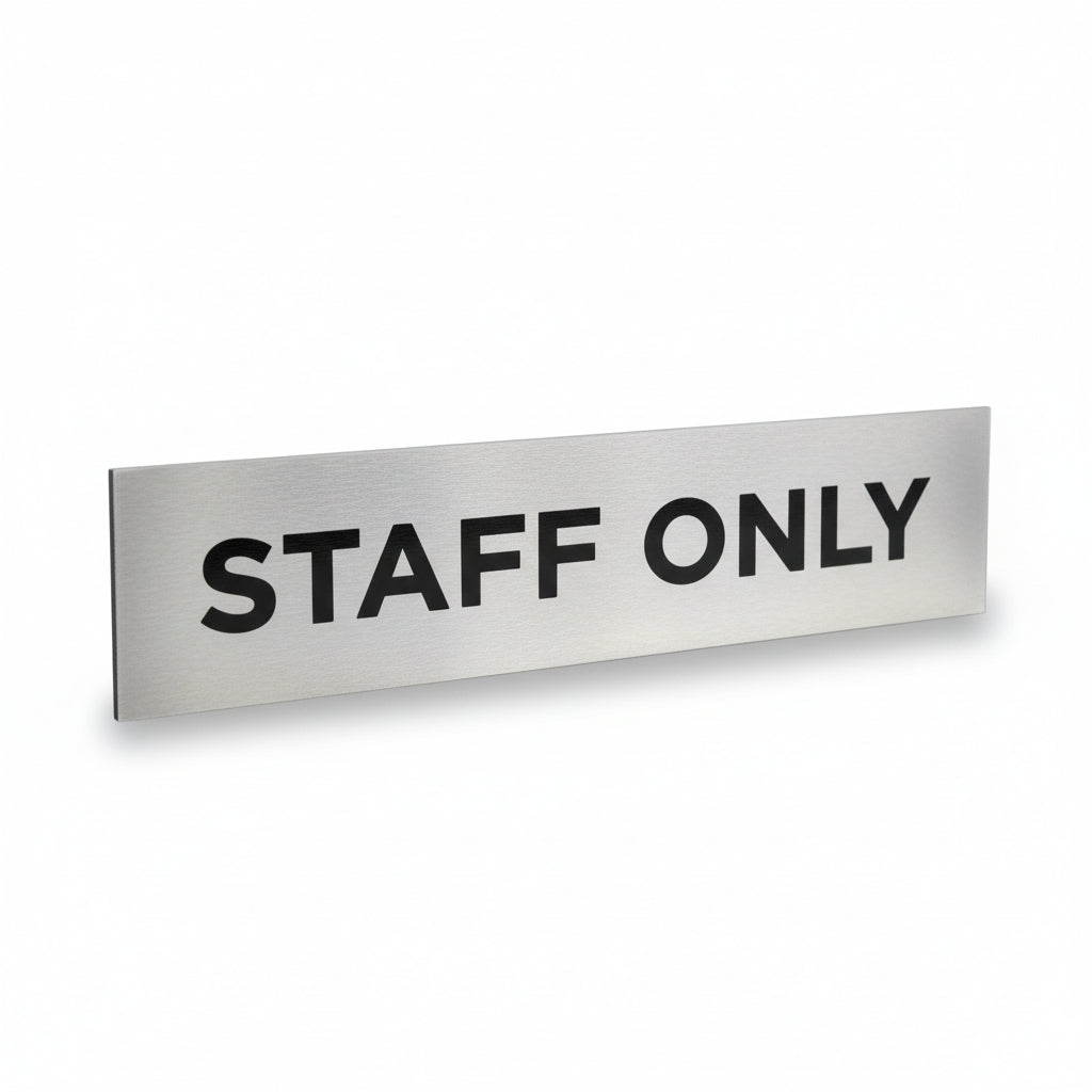 Slimline Aluminium Staff Only Sign - 200 x 50mm | Viro Display
