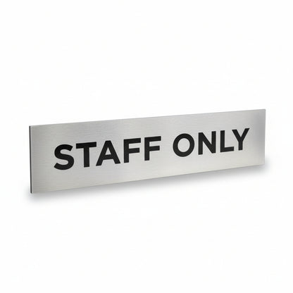 Slimline Aluminium Staff Only Sign - 200 x 50mm | Viro Display