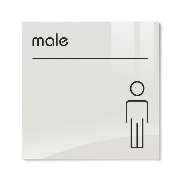 Opal Acrylic Male Toilet Sign