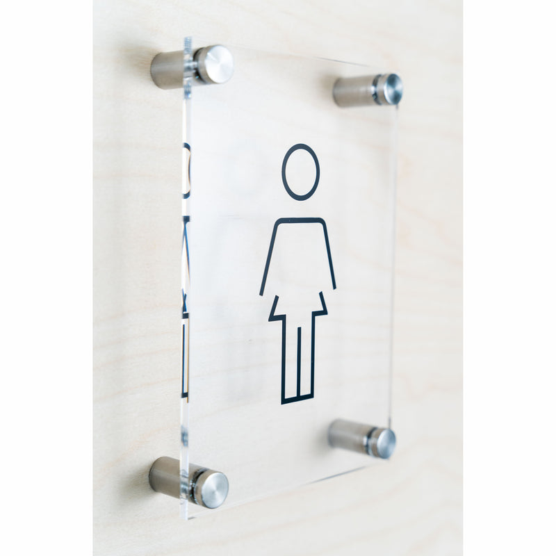 OptiV Clear Acrylic Female Toilet Sign