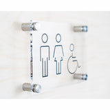 OptiV Clear Acrylic Male, Female & Accessible Toilet Sign