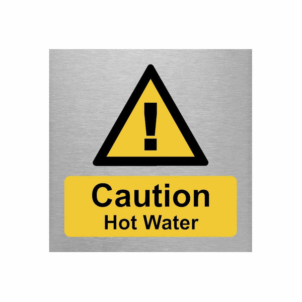 Slimline Aluminium Caution Hot Water Sign