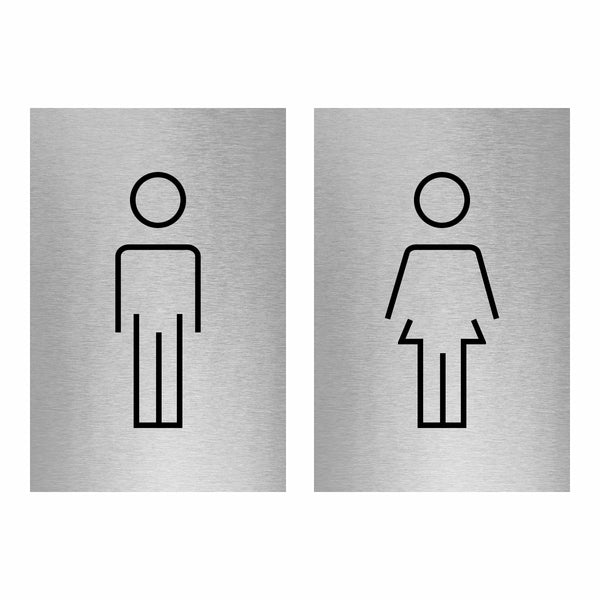 Stick Figure Male Female Toilet Sign Twin Pack